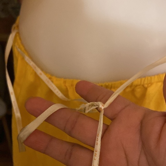 Farm Rio Yellow knotted puff sleeve dress Large - Picture 11 of 11